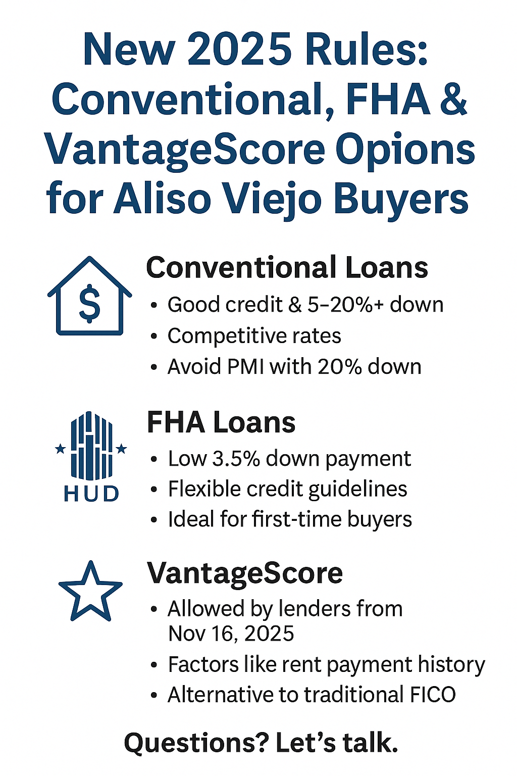 Conventional & FHA Loans in Aliso Viejo — Plus the Big Credit Score Change Coming November 16, 2025